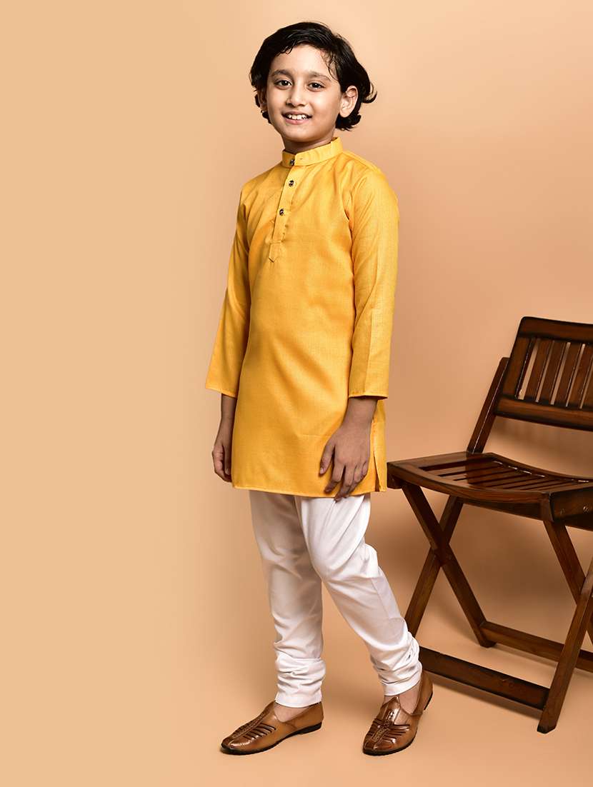 boys solid mandarin neck kurta pyjama set - 21787209 - Standard Image - 2