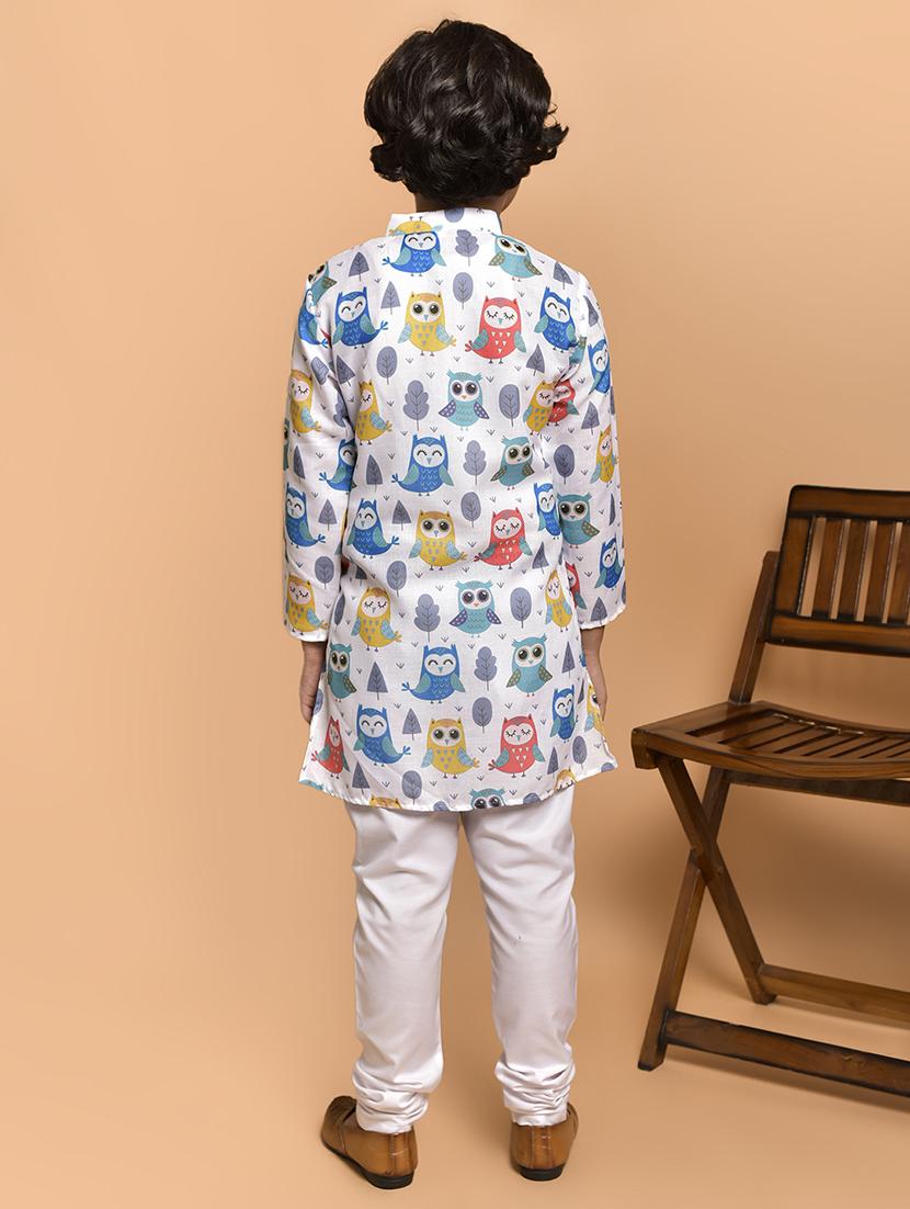 boys printed mandarin neck kurta pyjama set - 21787211 - Standard Image - 2