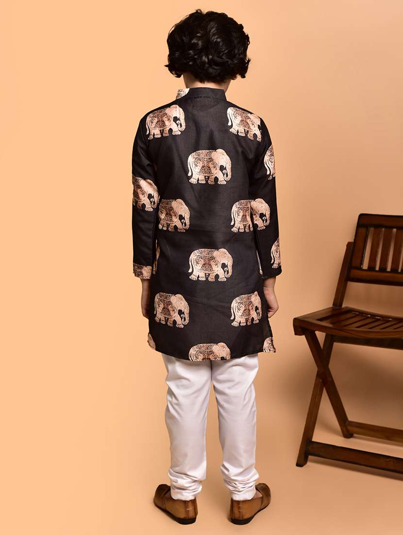 boys printed mandarin neck kurta pyjama set - 21787217 -  Standard Image - 2