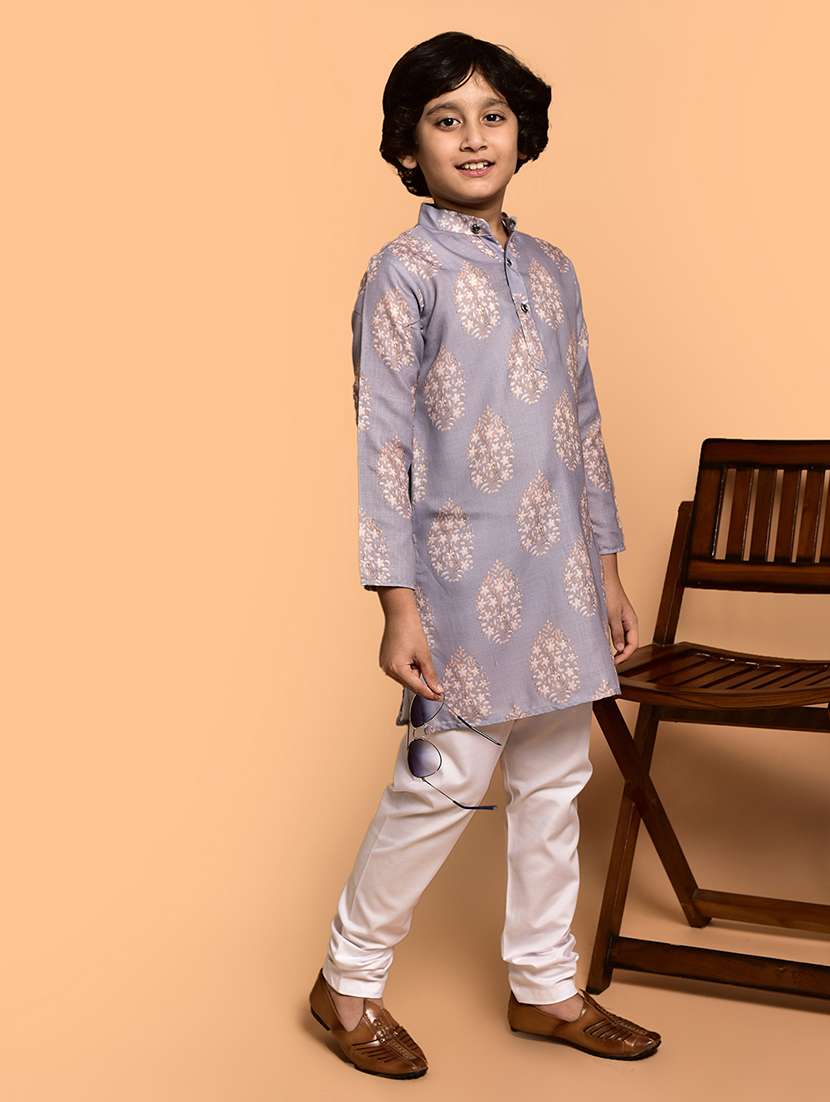 boys printed mandarin neck kurta pyjama set - 21787218 -  Standard Image - 2