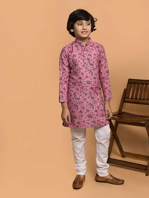 boys printed mandarin neck kurta pyjama set - 21787222 - Standard Image - 0