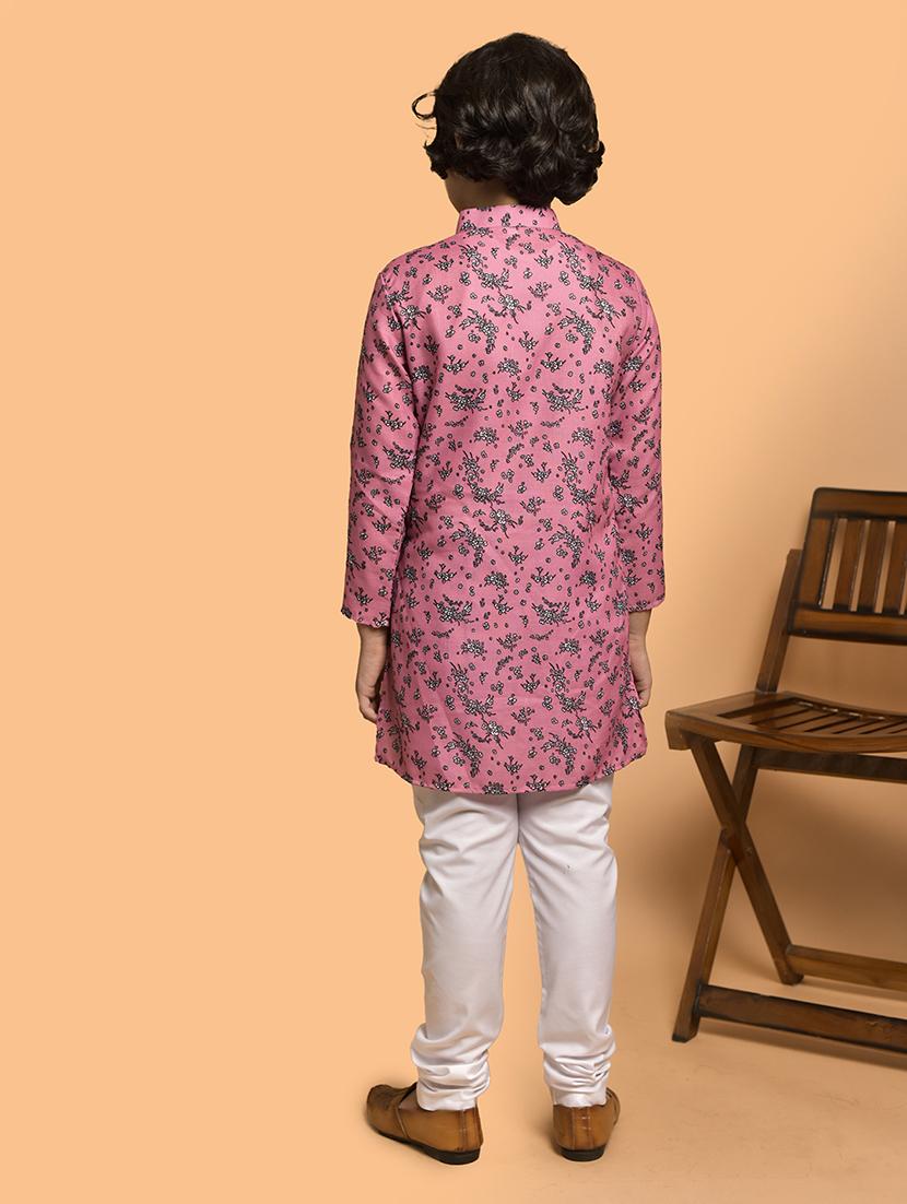 boys printed mandarin neck kurta pyjama set - 21787222 - Standard Image - 2