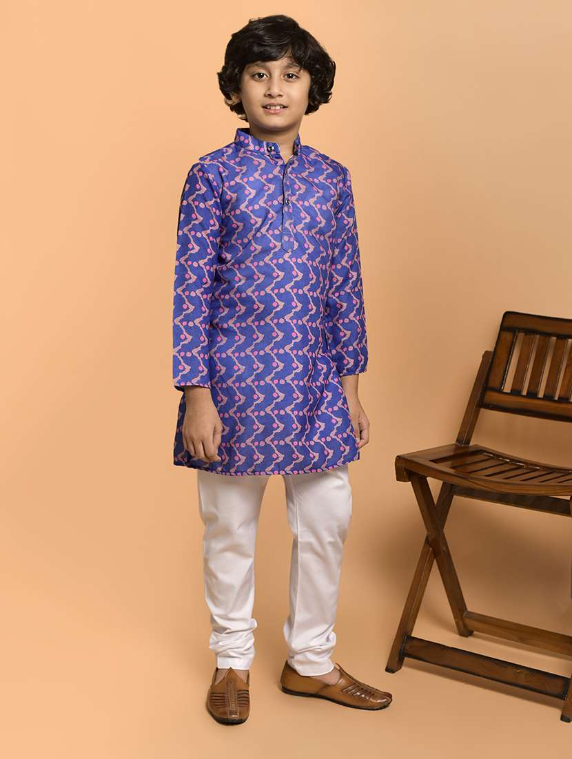 boys printed mandarin neck kurta pyjama set - 21787226 -  Standard Image - 2