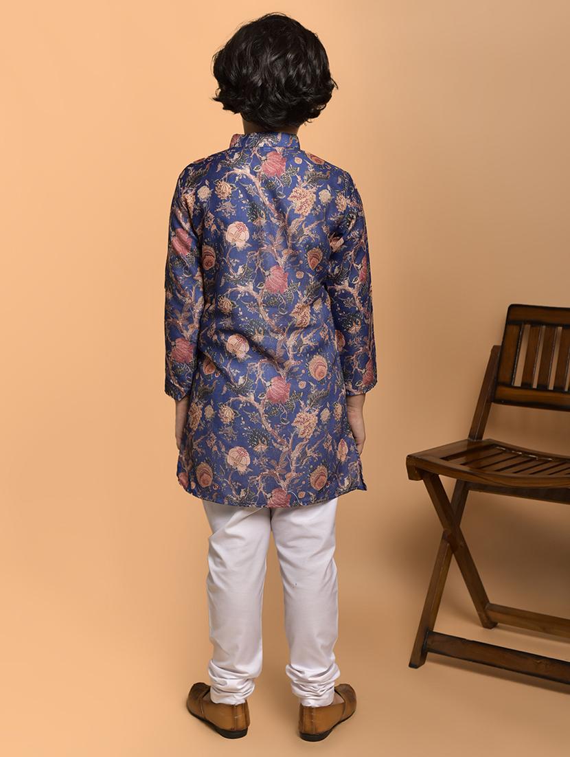 boys printed mandarin neck kurta pyjama set - 21787231 - Standard Image - 2