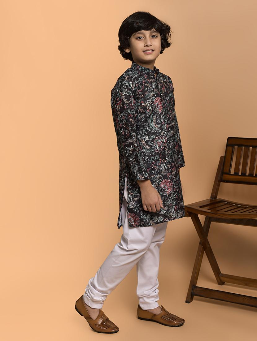 boys printed mandarin neck kurta pyjama set - 21787233 - Standard Image - 2