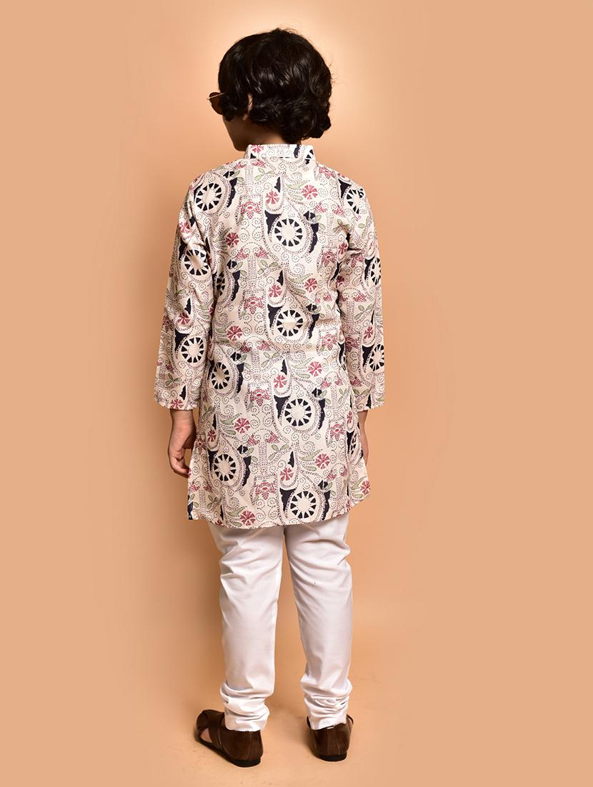 boys printed mandarin neck kurta pyjama set - 21787237 - Standard Image - 2