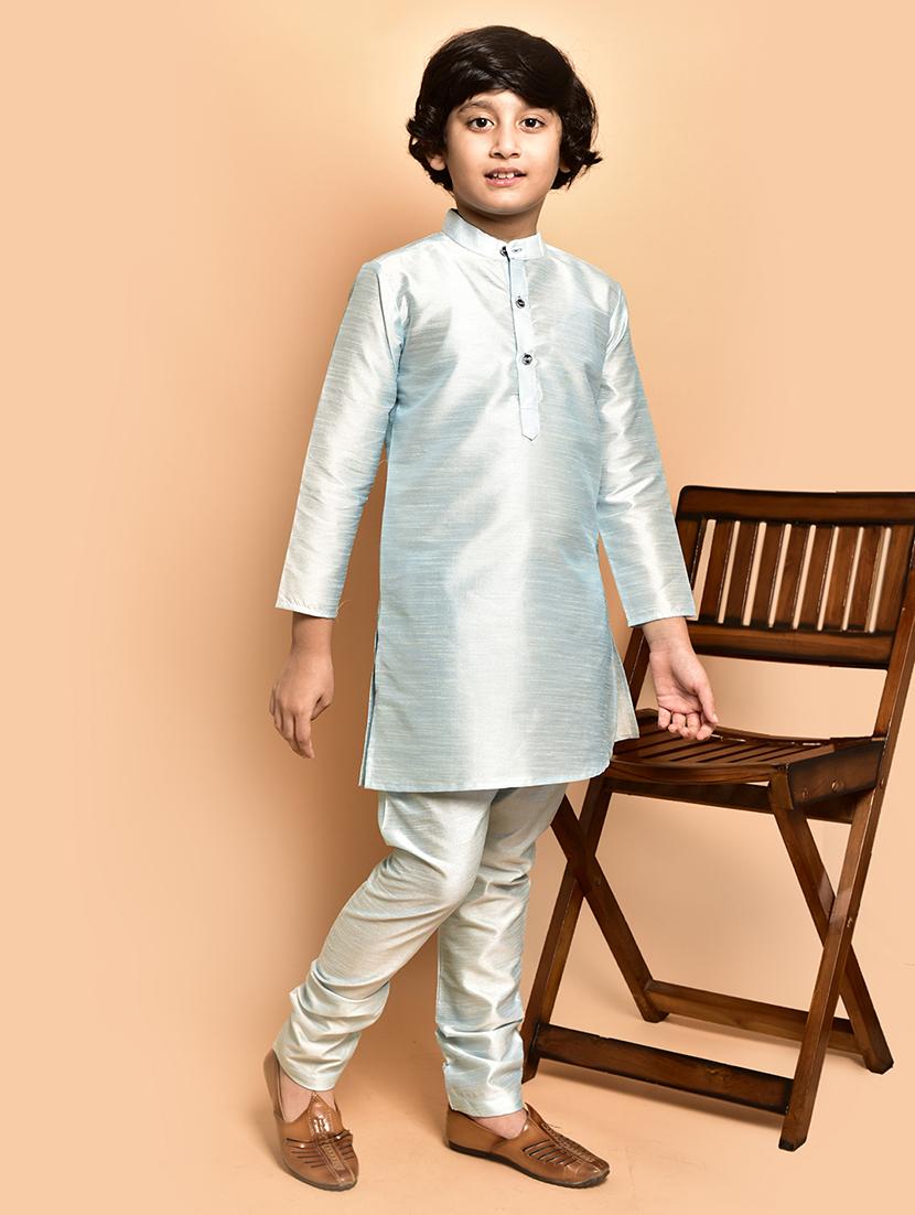 boys solid mandarin neck kurta pyjama set - 21787241 - Standard Image - 2