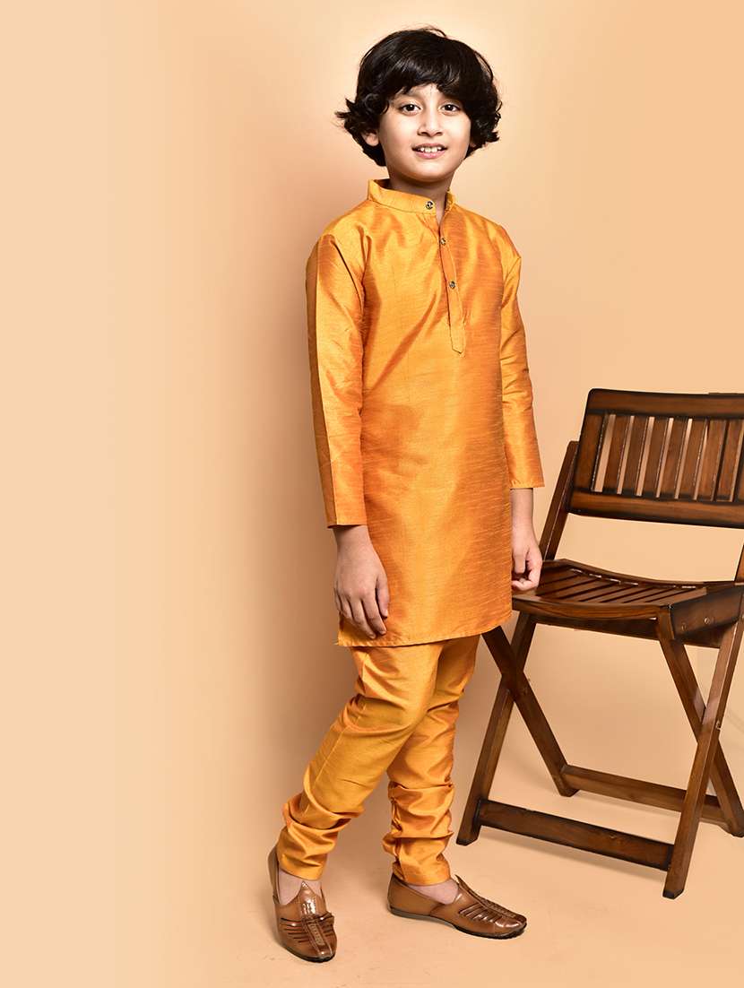 boys solid mandarin neck kurta pyjama set - 21787244 - Standard Image - 2