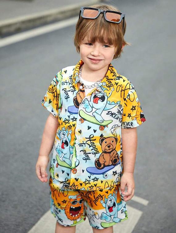 kids printed shirt & shorts set - 21787313 - Zoom Image - 0