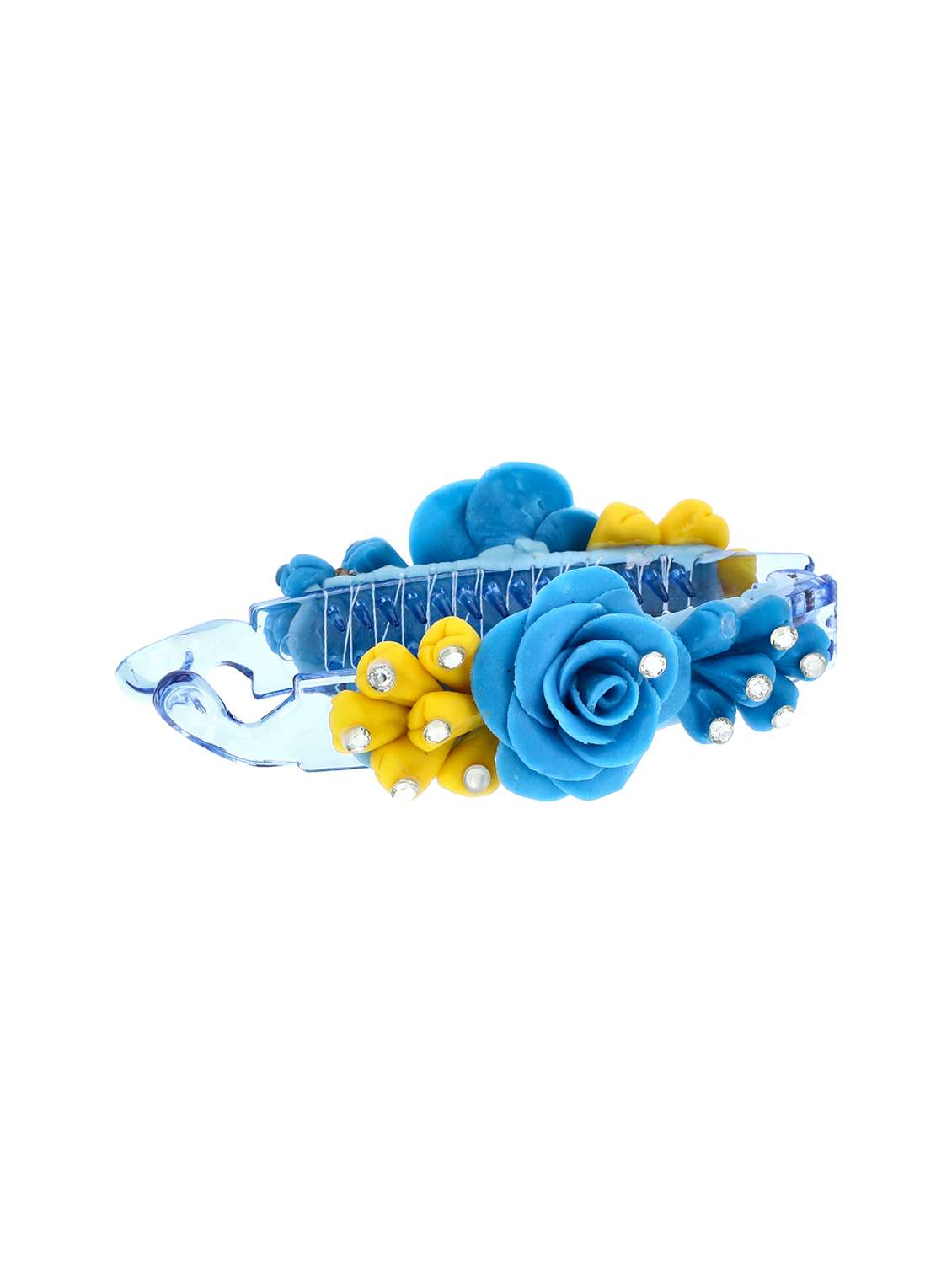 women handmade rose flower banana clip