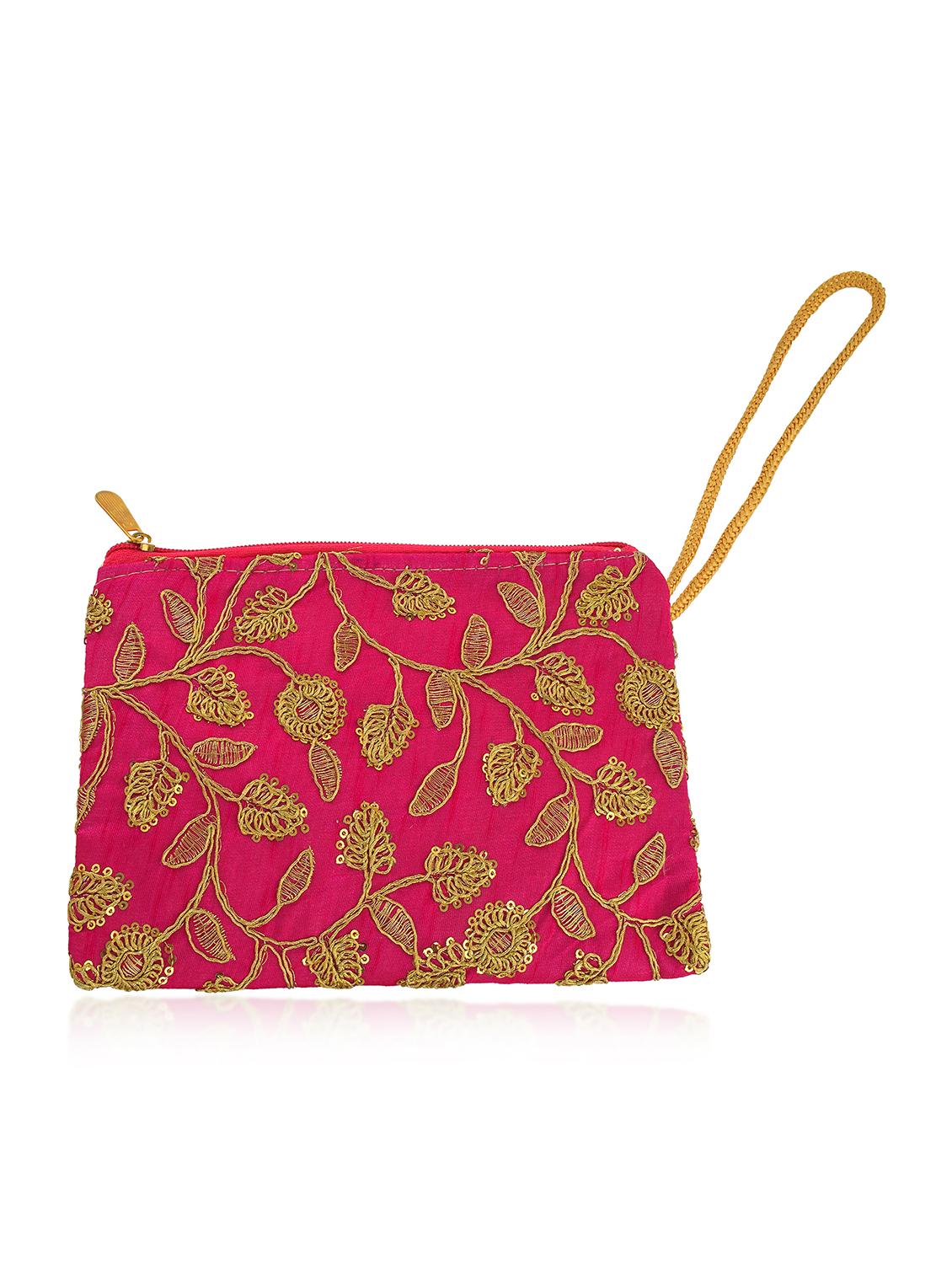 women pink embroidered clutch - 21788834 -  Zoom Image - 0