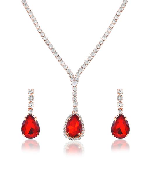 brass imitation ruby diamond necklace set women - 21788863 -  Standard Image - 0