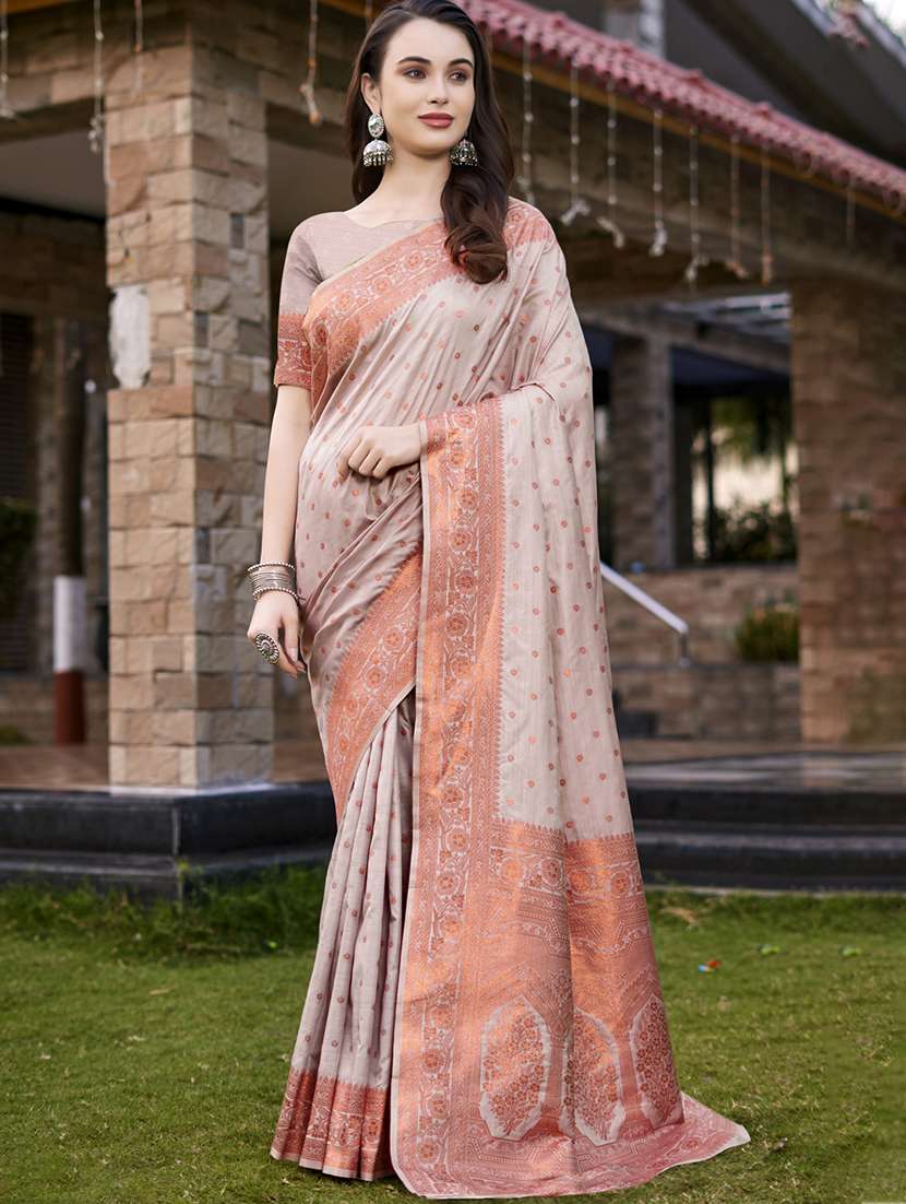 women self design banarasi festive wear saree with blouse
