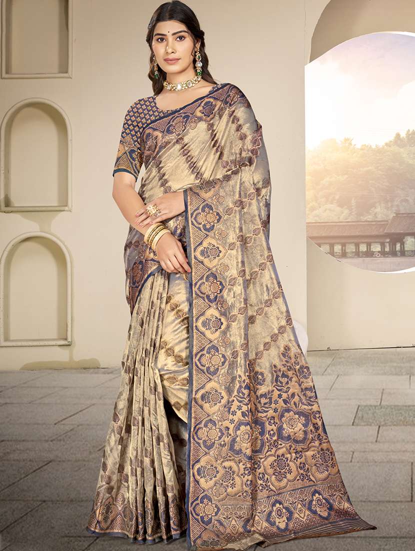 women self design banarasi festive wear saree with blouse