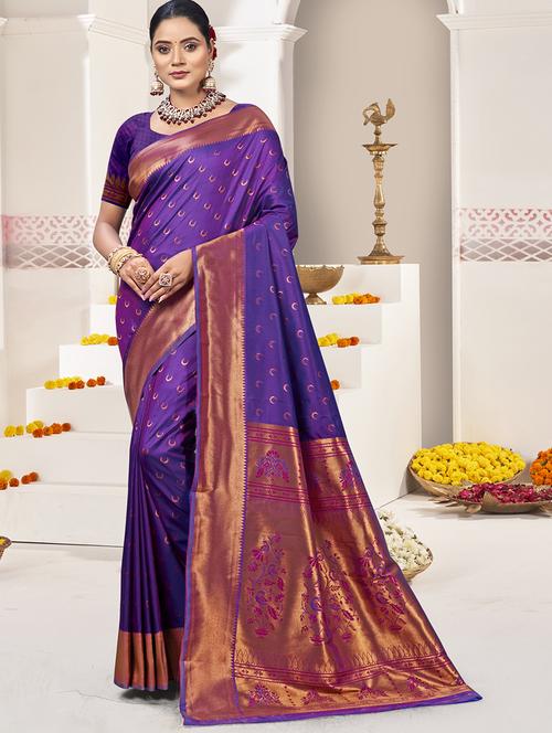 women self design paithani festive wear saree with blouse - 21789766 - Standard Image - 0