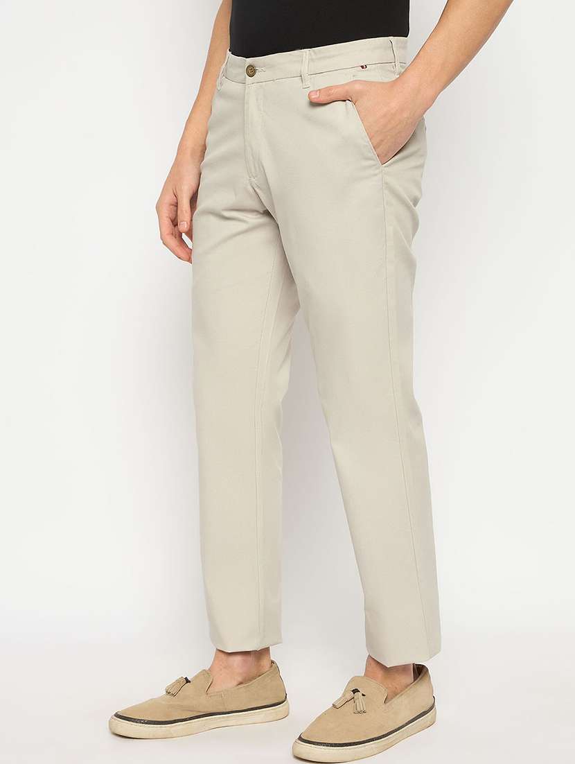 men solid mid rise casual chinos - 21790966 - Standard Image - 2