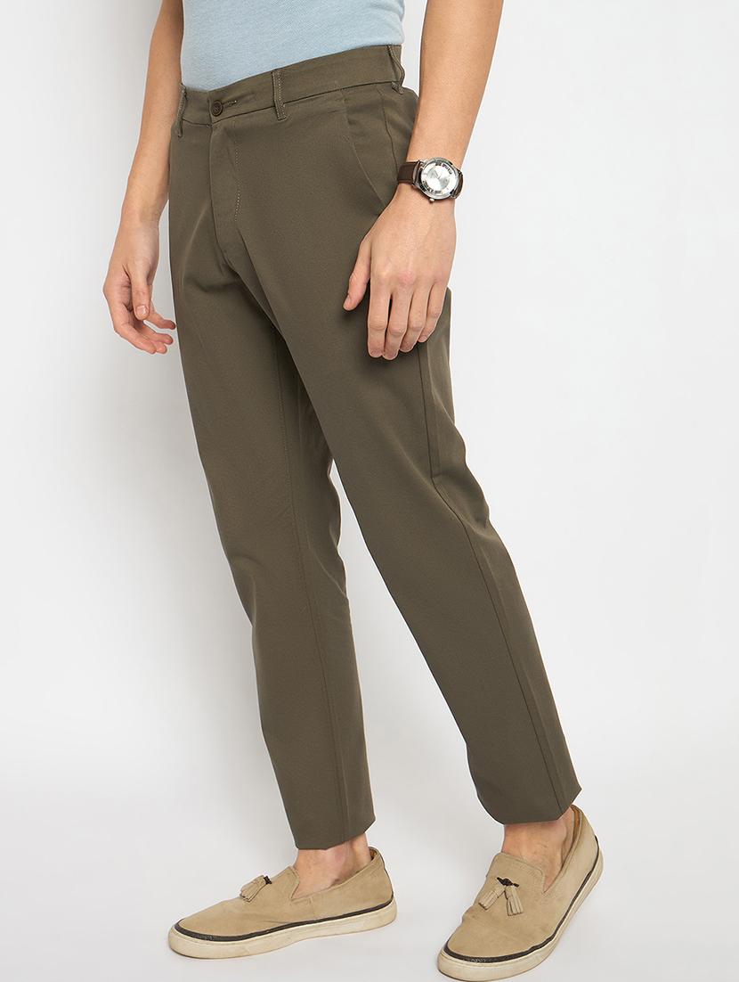 men solid mid rise casual chinos - 21790970 - Standard Image - 2
