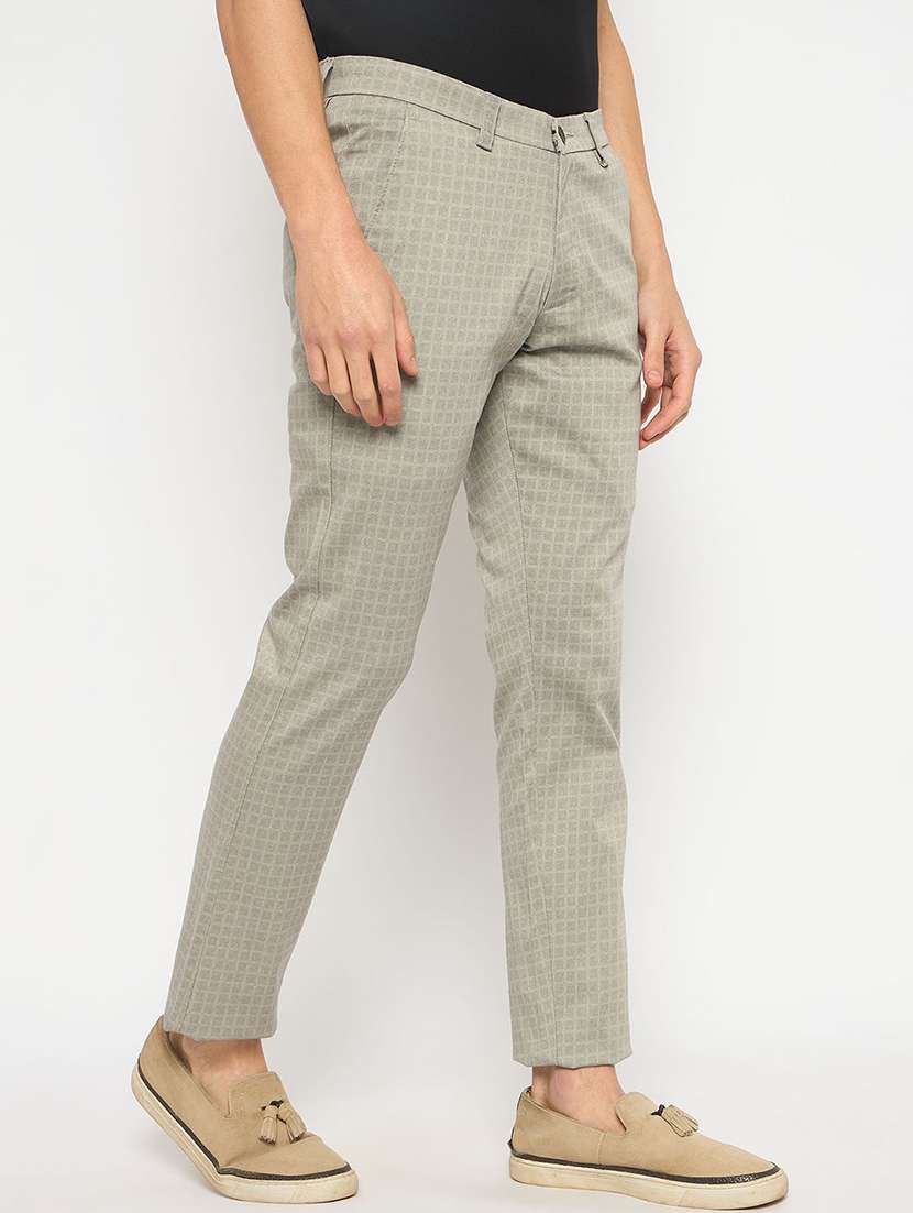 men checkered mid rise casual chinos - 21790976 -  Standard Image - 2
