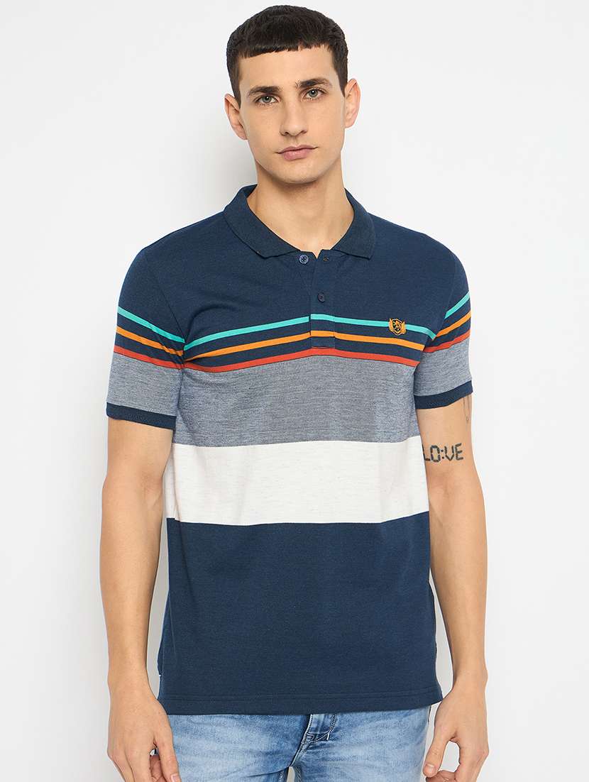 men color blocked short sleeves polo t-shirt