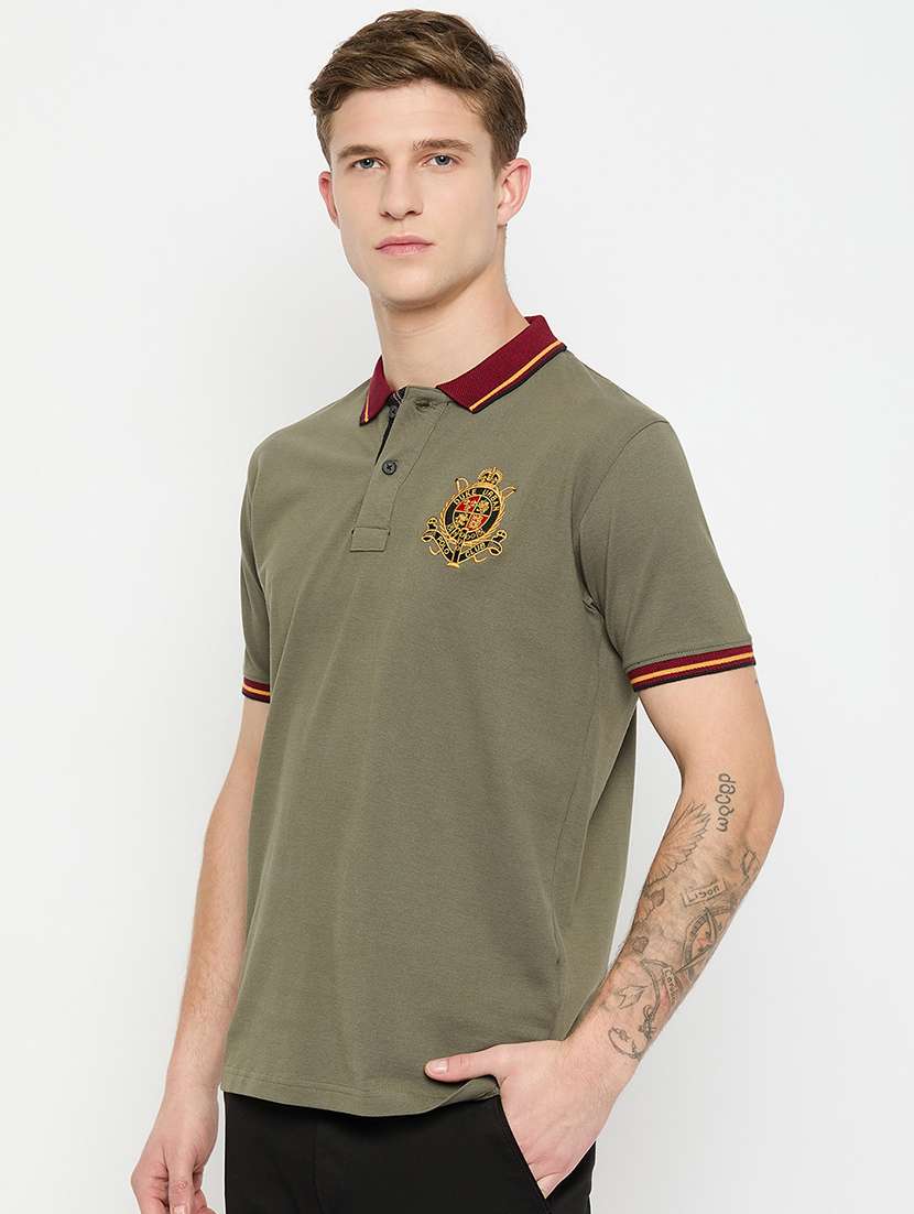 men solid short sleeves polo t-shirt - 21791021 -  Standard Image - 2
