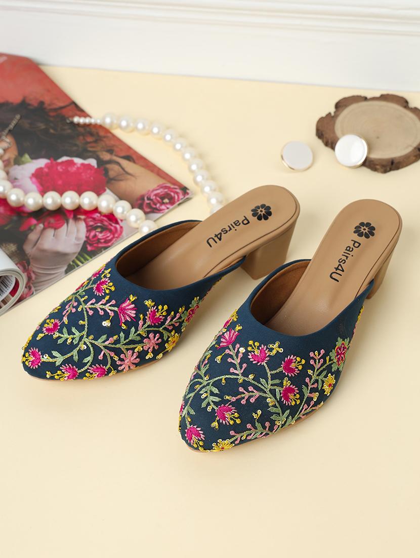 women embroidered block heel mules - 21791334 -  Zoom Image - 0