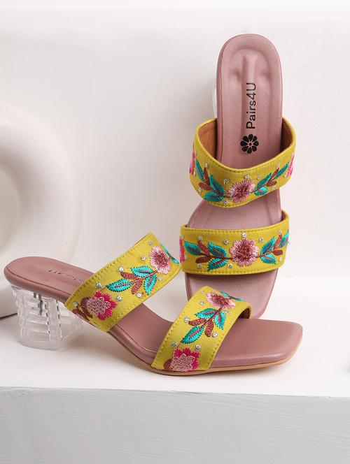 women embroidered block heel sandals - 21791341 -  Standard Image - 0