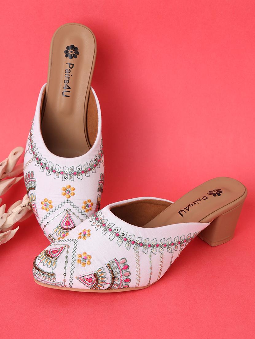 women embroidered block heel mules - 21791342 - Zoom Image - 0