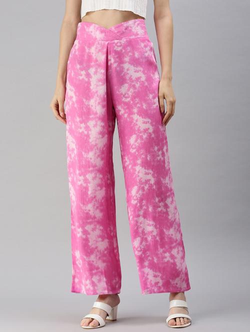 women printed high rise straight palazzo - 21791382 - Standard Image - 0