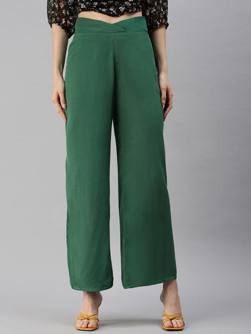 women solid high rise straight palazzo - 21791383 - Standard Image - 0