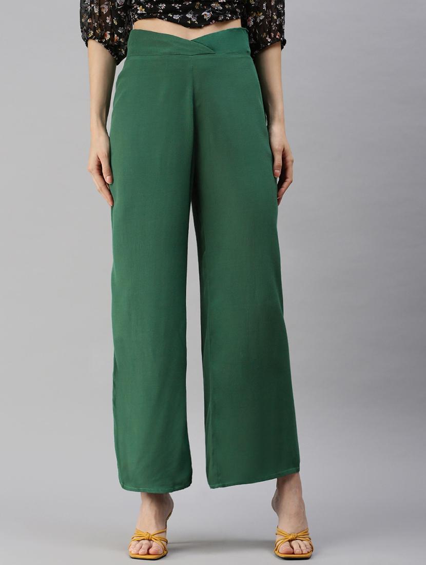 women solid high rise straight palazzo - 21791383 - Zoom Image - 0