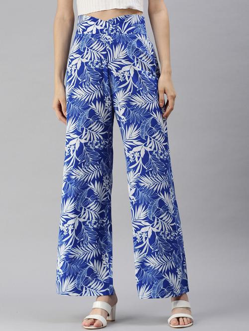 women printed high rise straight palazzo - 21791384 - Standard Image - 0