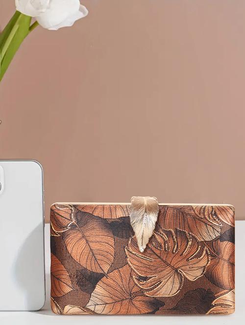 women brown twitst clasp clutch - 21791386 - Standard Image - 0