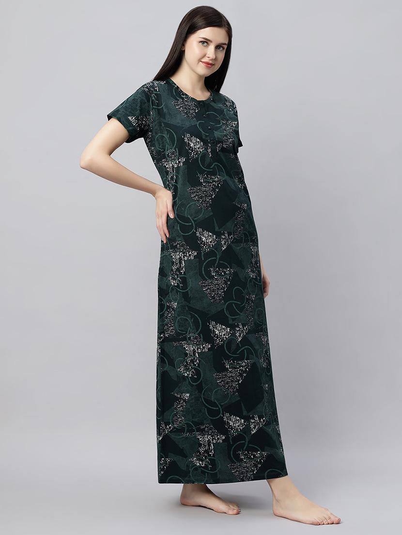 women printed short sleeves nighty - 21791404 - Standard Image - 2