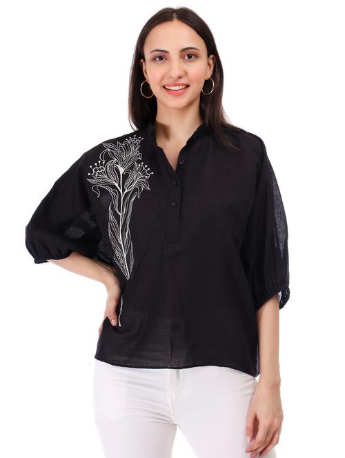 women embroidered puff sleeves regular top - 21791408 -  Standard Image - 0