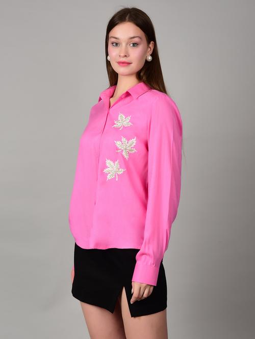 women embroidered collared long sleeves shirt - 21791424 -  Standard Image - 0