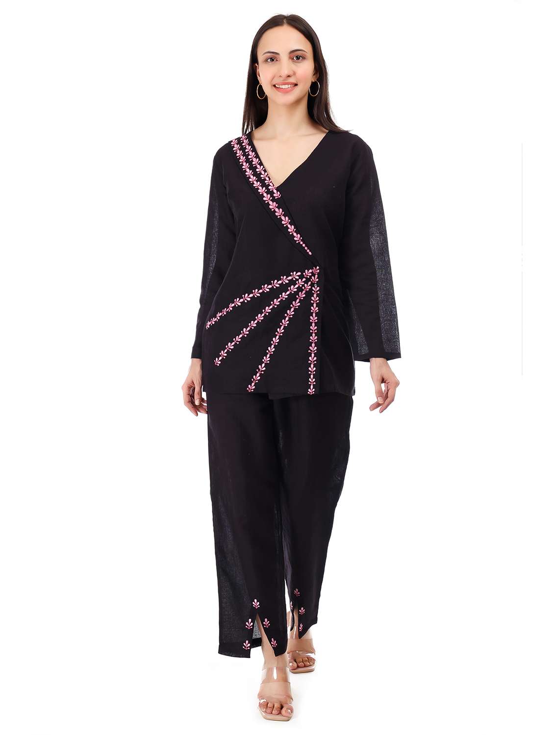 women embroidered top and trouser co-ord set