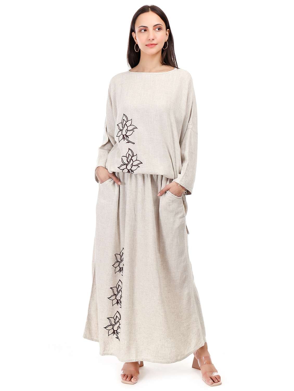 women embroidered top and skirt co-ord set