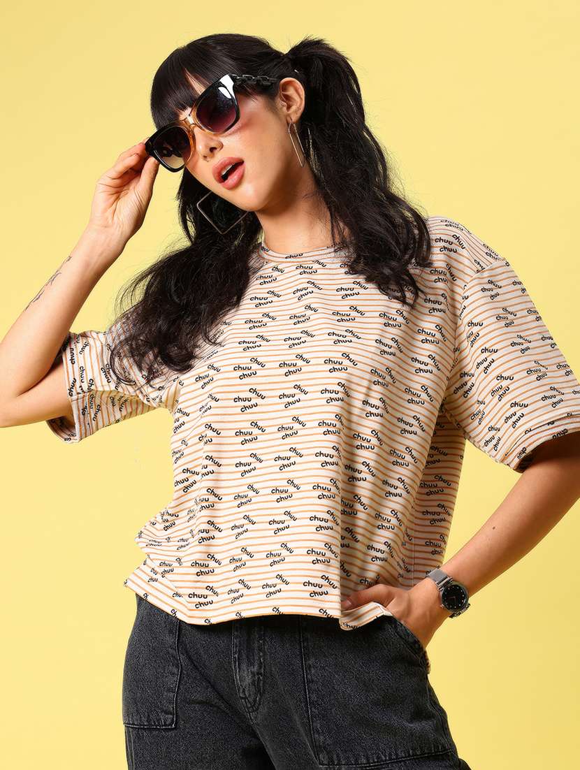 women printed short sleeve regular fit t-shirt
