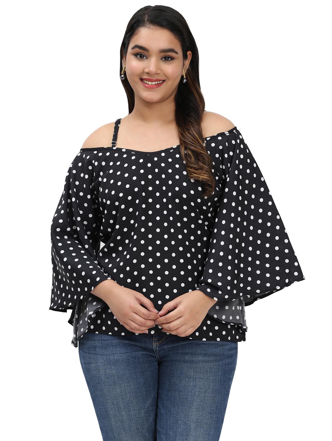 women plus size polka doted flared sleeves top - 21793230 -  Zoom Image - 0
