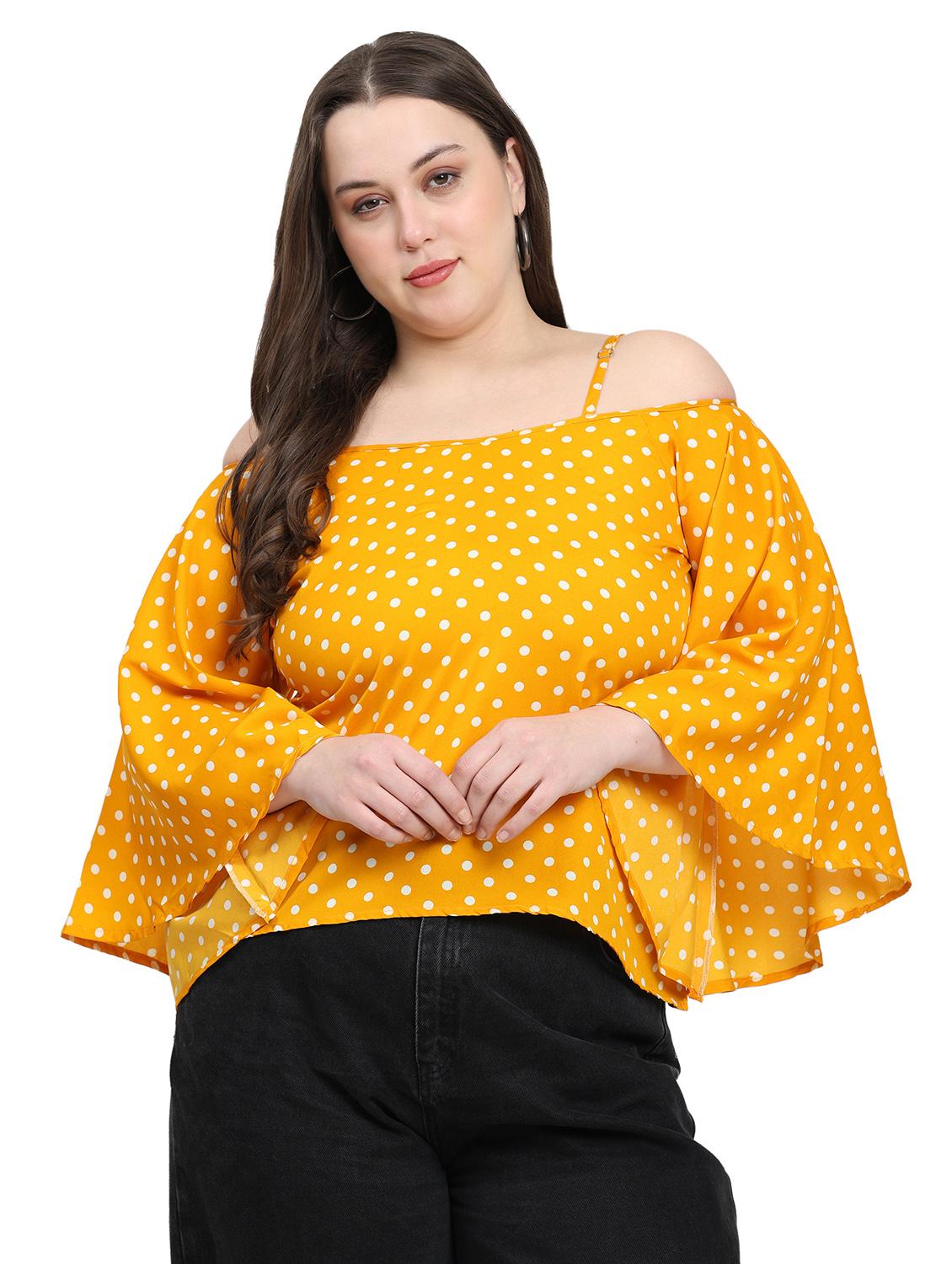 women plus size polka doted flared sleeves top - 21793233 - Zoom Image - 0