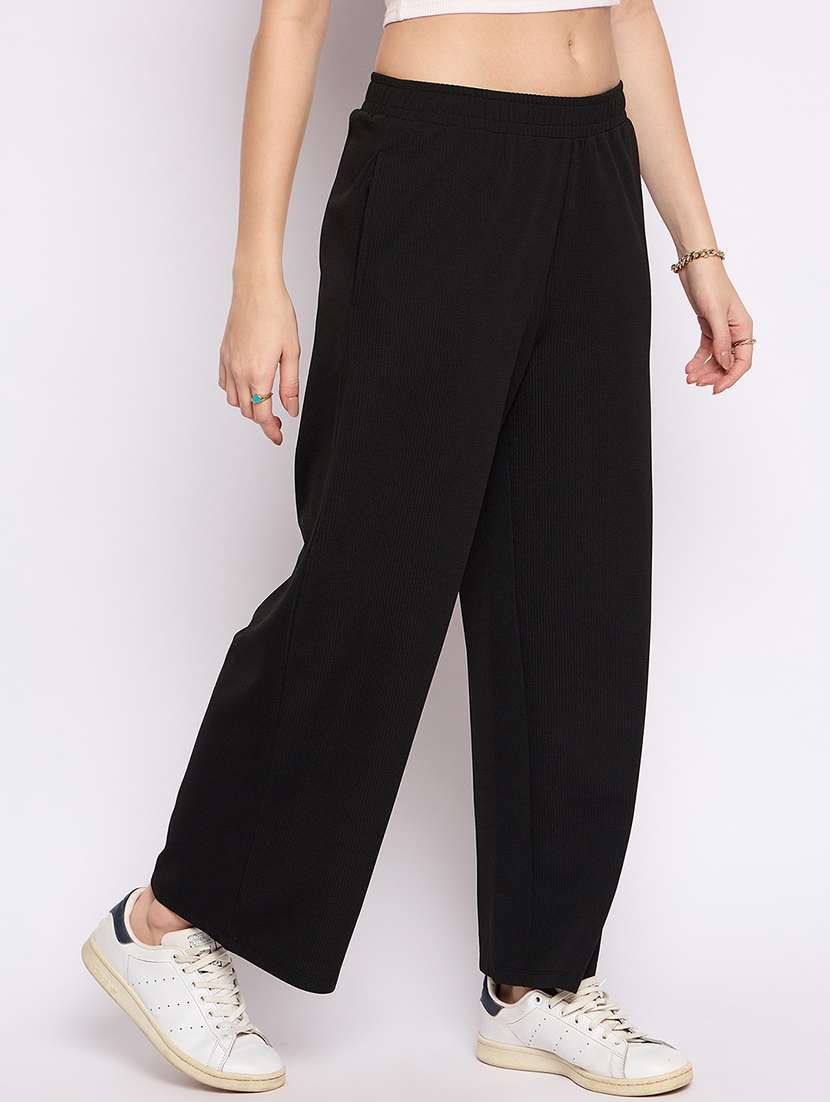 women solid mid rise track pant - 21793240 - Standard Image - 2