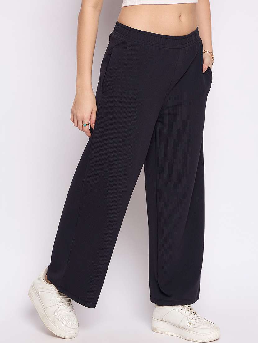 women solid mid rise track pant - 21793242 -  Standard Image - 2