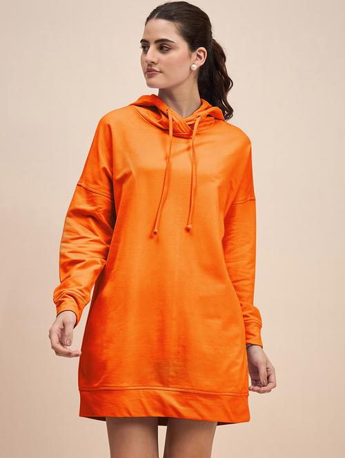 women solid long sleeves hooded dress - 21793251 -  Standard Image - 0