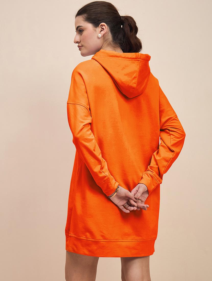 women solid long sleeves hooded dress - 21793251 - Standard Image - 2