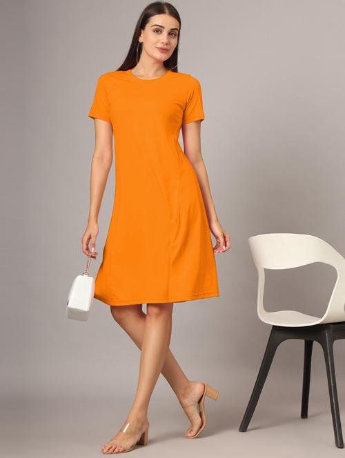 women solid short sleeves a-line dress - 21793256 -  Standard Image - 0