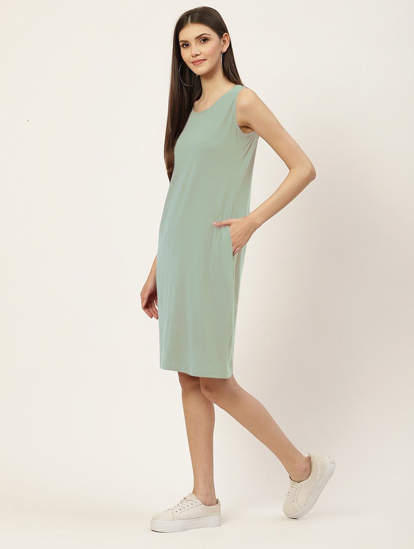 women solid sleeveless bodycon dress - 21793267 - Standard Image - 2
