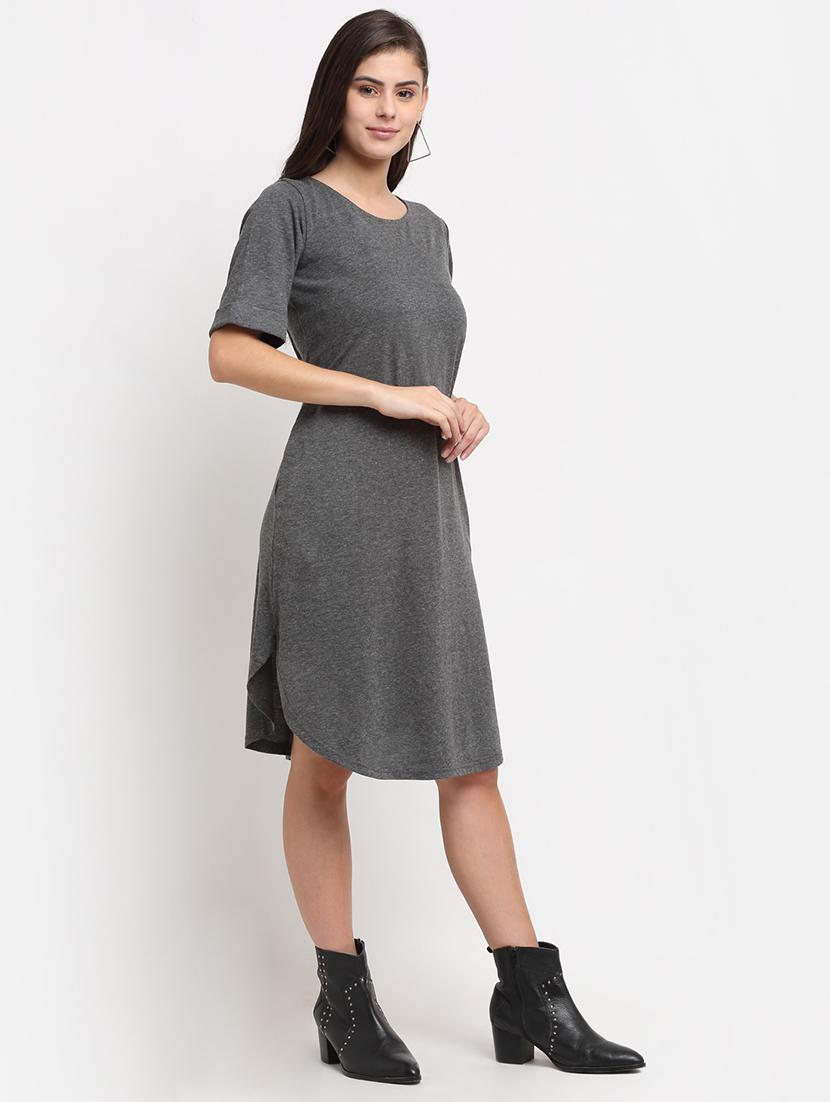 women solid short sleeves shift dress - 21793270 - Standard Image - 2