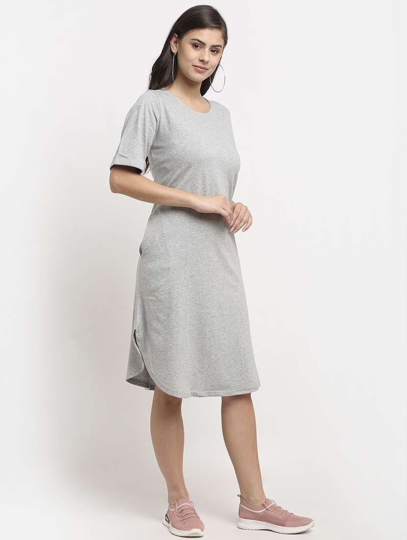 women solid short sleeves shift dress - 21793273 -  Standard Image - 2