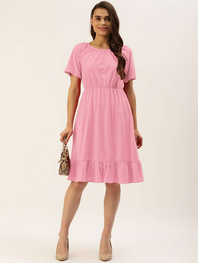 women solid short sleeves tiered dress - 21793291 - Zoom Image - 0