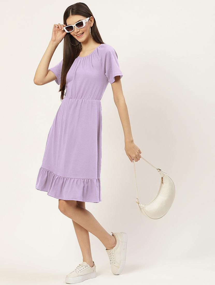 women solid short sleeves tiered dress - 21793293 - Zoom Image - 0